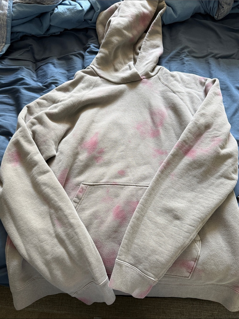 John Elliott Light Beige Hoodie with Pink Accents
